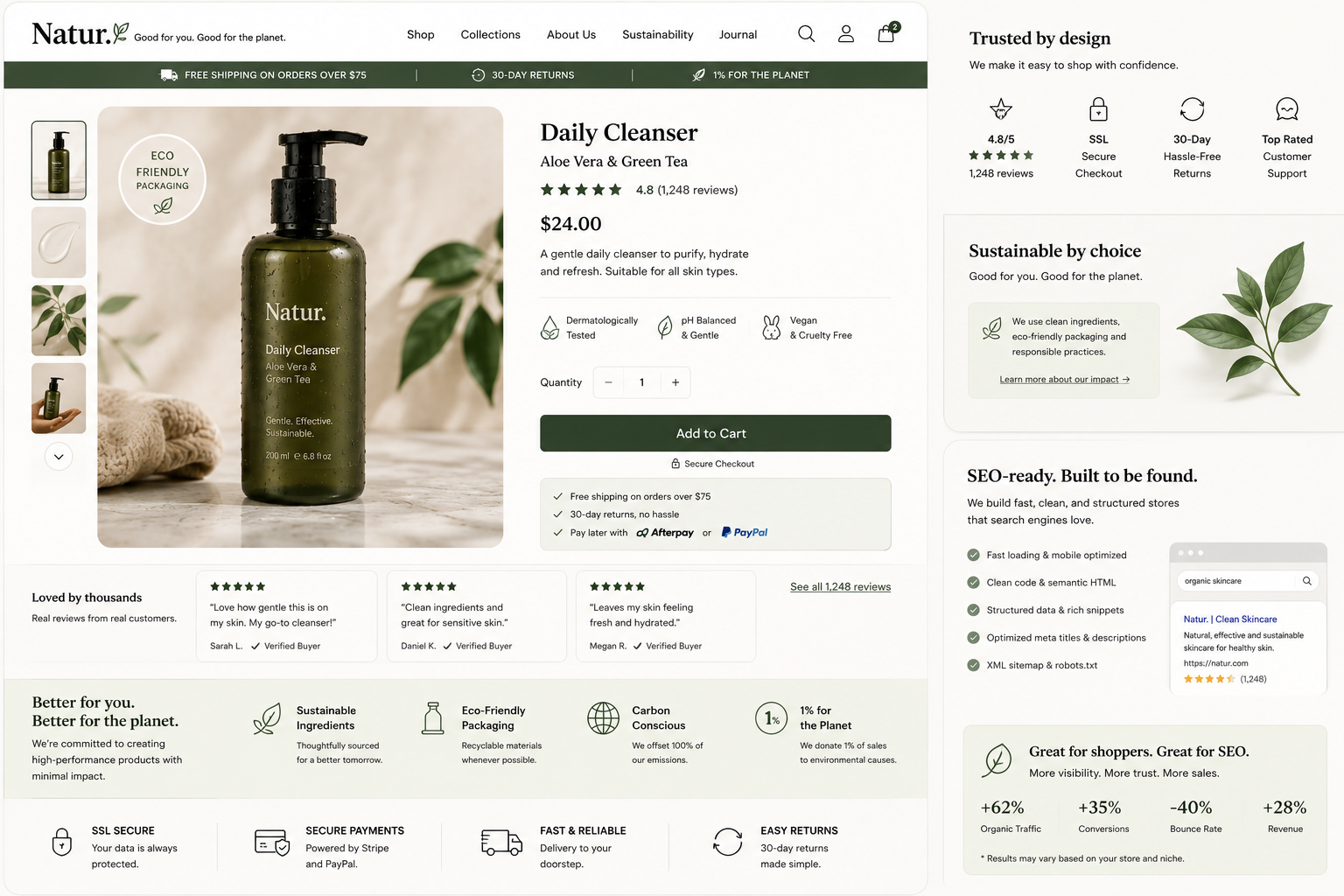 Sustainable, trust-focused and SEO-ready design