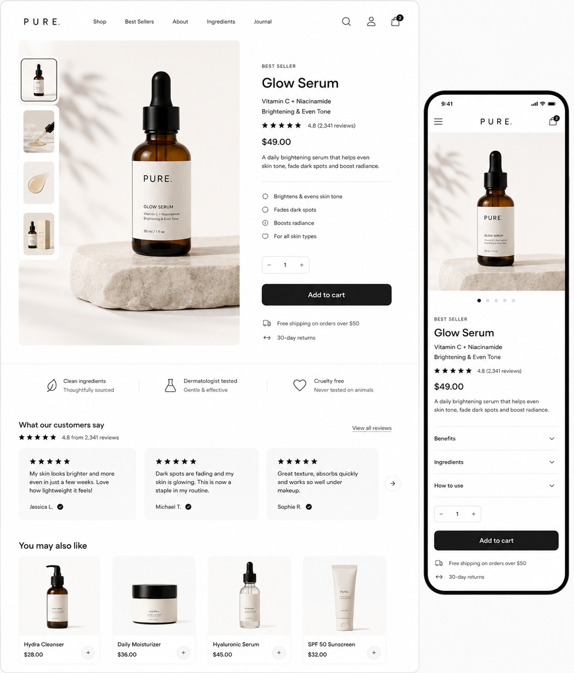 Minimalist, conversion-focused layouts