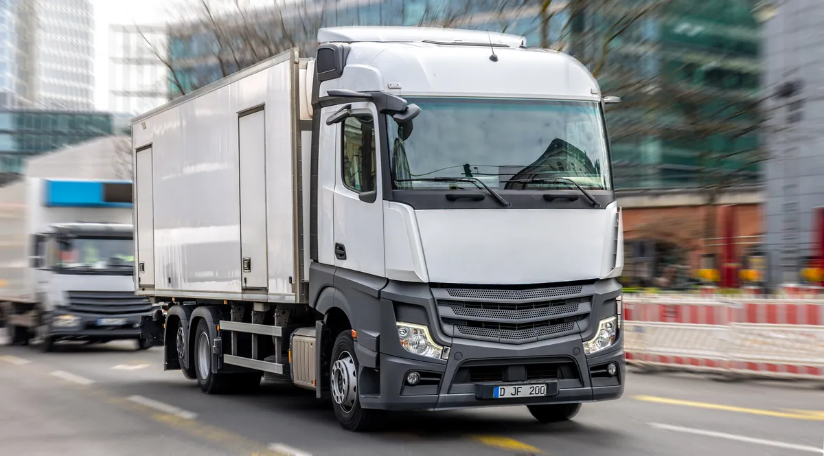 Delivery truck on a city street for a transportation client